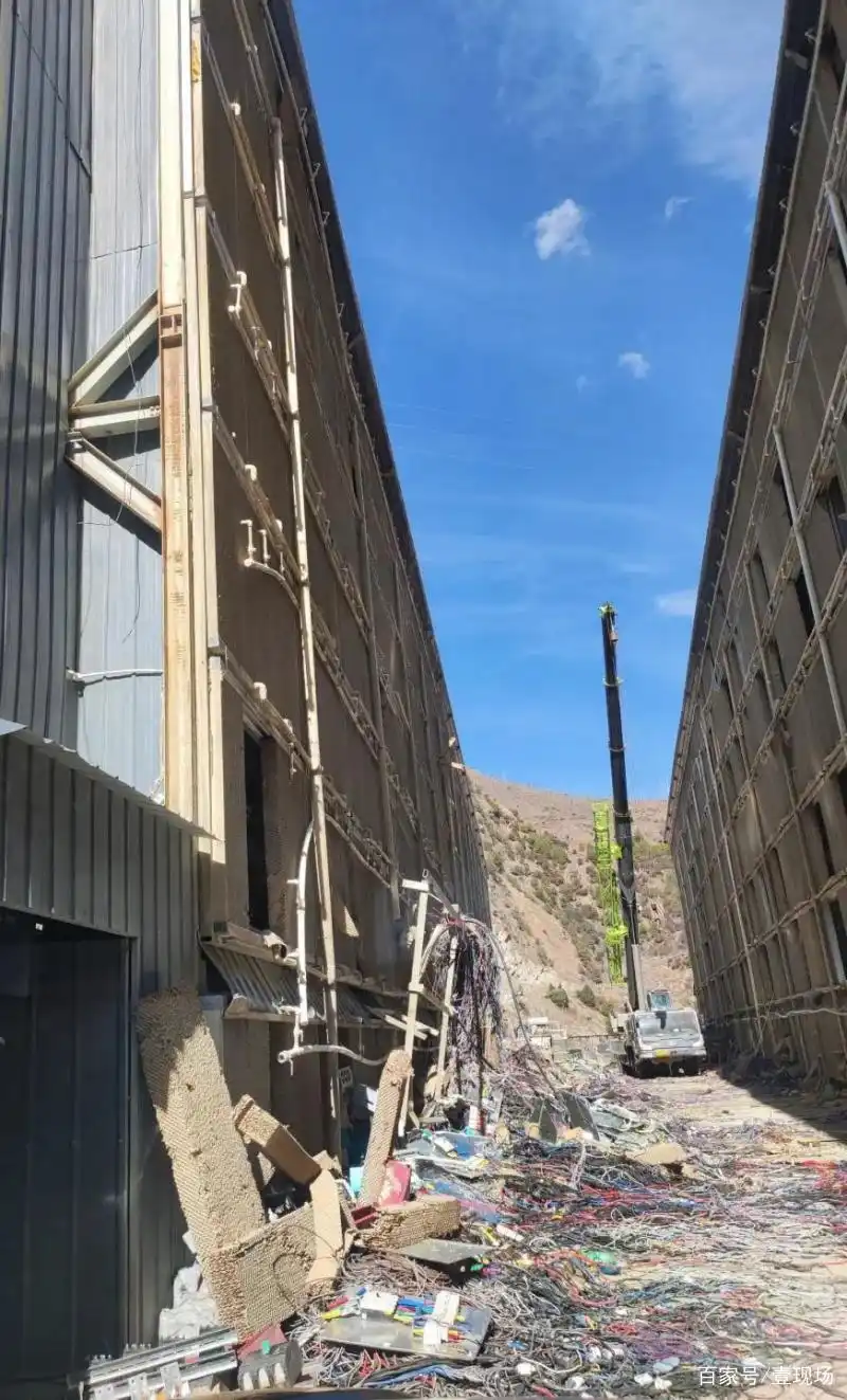 Exterior view of a large-scale Bitcoin mining farm with rows of containers housing mining equipment.